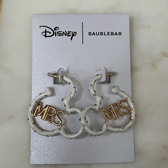 BaubleBar Jewelry - Disney BaubleBar Disney Mickey Mouse 'MRS' Wedding Hoop Earrings